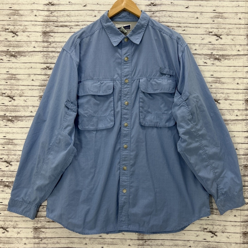Exofficio Insect Shield Shirt Mens XL Blue Vented Long Sleeve Button Up Outdoors
